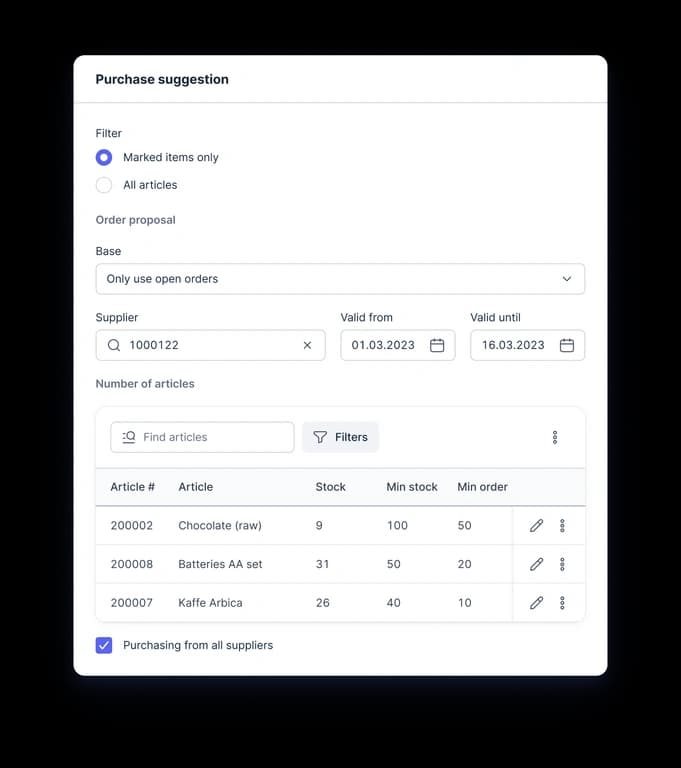 Illustration for Automatic order suggestions